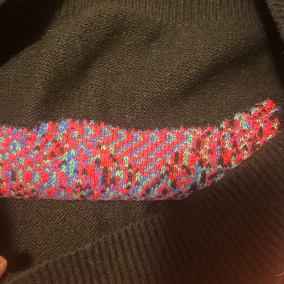 Wool blend black, blue and red floral jacquard sweater NWT - Picture 8 of 10